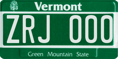 VT license plate ZRJ000