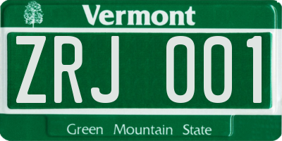 VT license plate ZRJ001