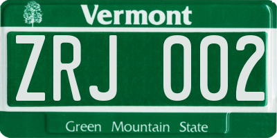 VT license plate ZRJ002
