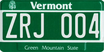 VT license plate ZRJ004