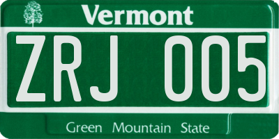 VT license plate ZRJ005