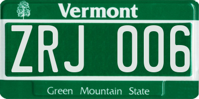 VT license plate ZRJ006