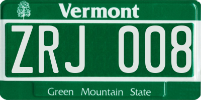 VT license plate ZRJ008