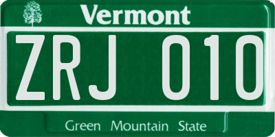 VT license plate ZRJ010