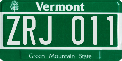 VT license plate ZRJ011