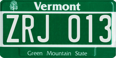 VT license plate ZRJ013