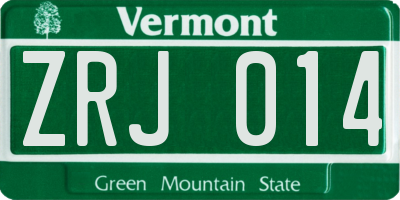 VT license plate ZRJ014