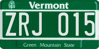 VT license plate ZRJ015
