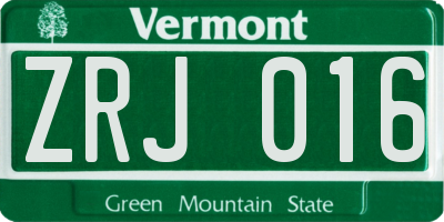 VT license plate ZRJ016