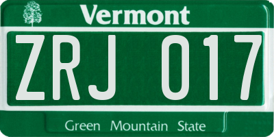 VT license plate ZRJ017