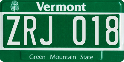 VT license plate ZRJ018