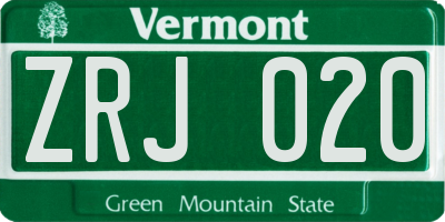VT license plate ZRJ020