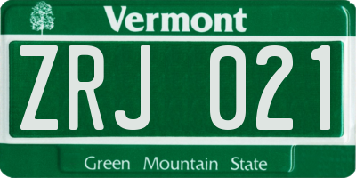 VT license plate ZRJ021