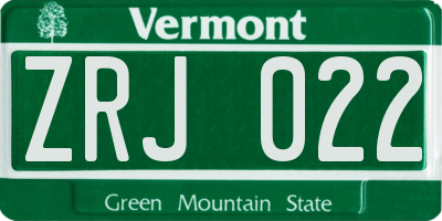 VT license plate ZRJ022