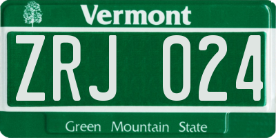 VT license plate ZRJ024