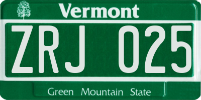 VT license plate ZRJ025
