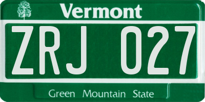 VT license plate ZRJ027