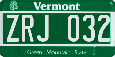 VT license plate ZRJ032
