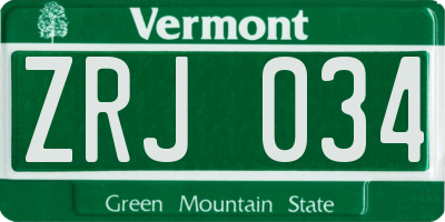 VT license plate ZRJ034