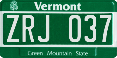 VT license plate ZRJ037