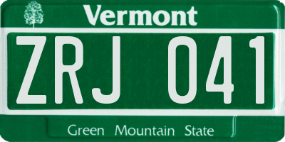 VT license plate ZRJ041