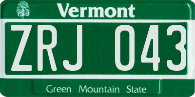 VT license plate ZRJ043