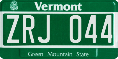 VT license plate ZRJ044