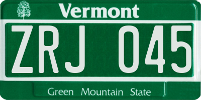 VT license plate ZRJ045
