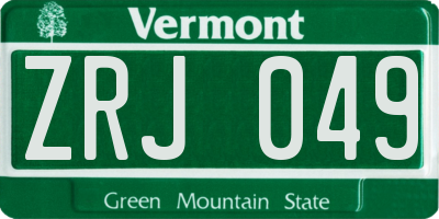 VT license plate ZRJ049