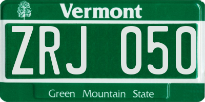 VT license plate ZRJ050