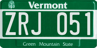 VT license plate ZRJ051