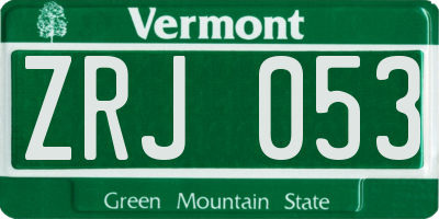 VT license plate ZRJ053