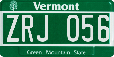 VT license plate ZRJ056