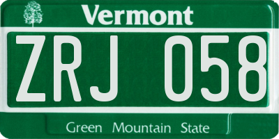 VT license plate ZRJ058