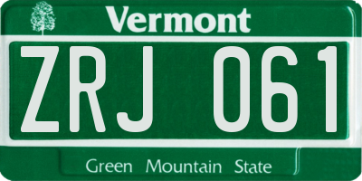VT license plate ZRJ061