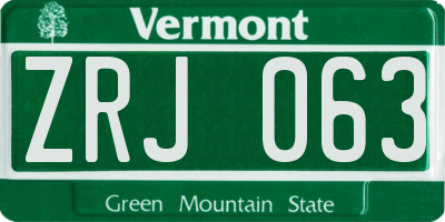 VT license plate ZRJ063