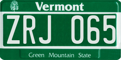 VT license plate ZRJ065