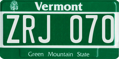 VT license plate ZRJ070