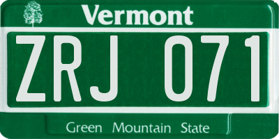 VT license plate ZRJ071