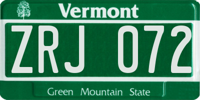 VT license plate ZRJ072
