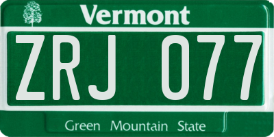 VT license plate ZRJ077