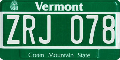 VT license plate ZRJ078