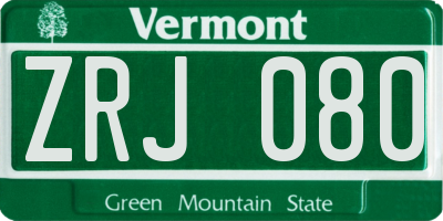 VT license plate ZRJ080