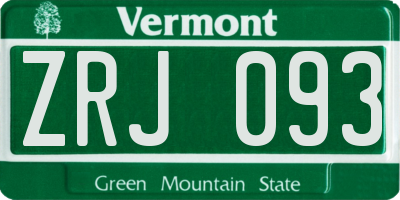 VT license plate ZRJ093