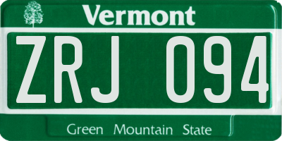 VT license plate ZRJ094