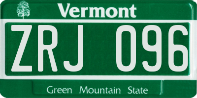 VT license plate ZRJ096