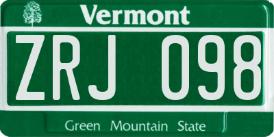 VT license plate ZRJ098