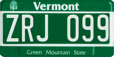 VT license plate ZRJ099