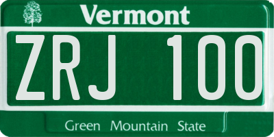 VT license plate ZRJ100