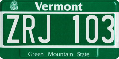 VT license plate ZRJ103